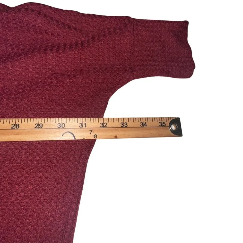 La Miel Burgundy Waffle Knit Oversized Top S - Picture 4 of 5